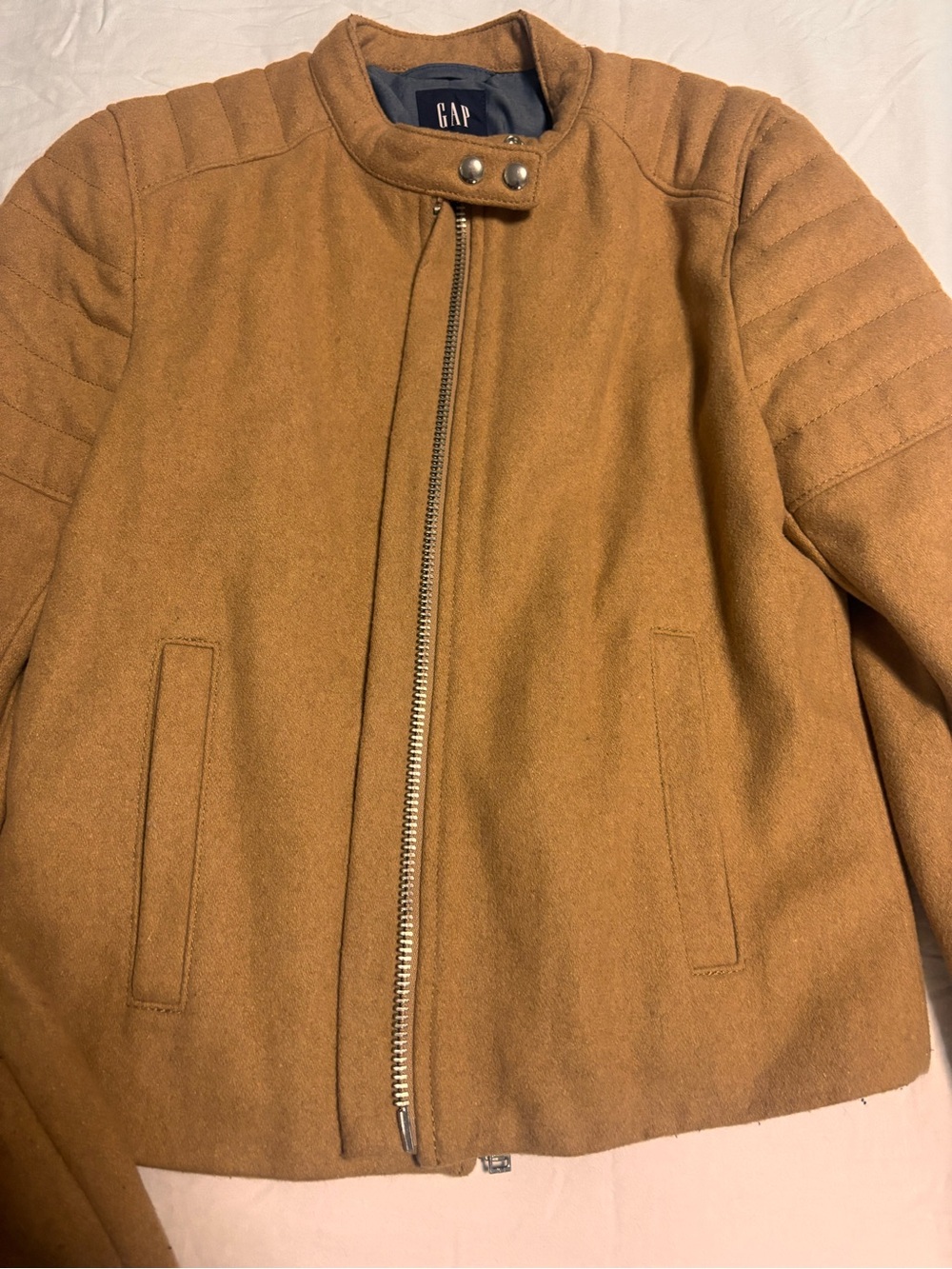 GAP Women's Cropped Moto Jacket — Rust camel color size s tall